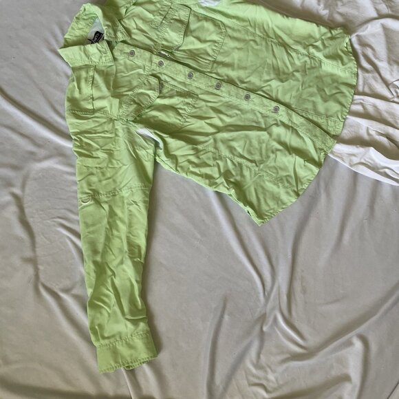 Habit Womens Lime Green Nylon Button-Up Shirt W/ 30+ Solar Factor S/P - Picture 3 of 10